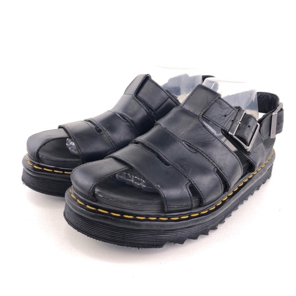 Dr. Martens 'Abel' Black Leather Fisherman Sandals 12 - Picture 1 of 11